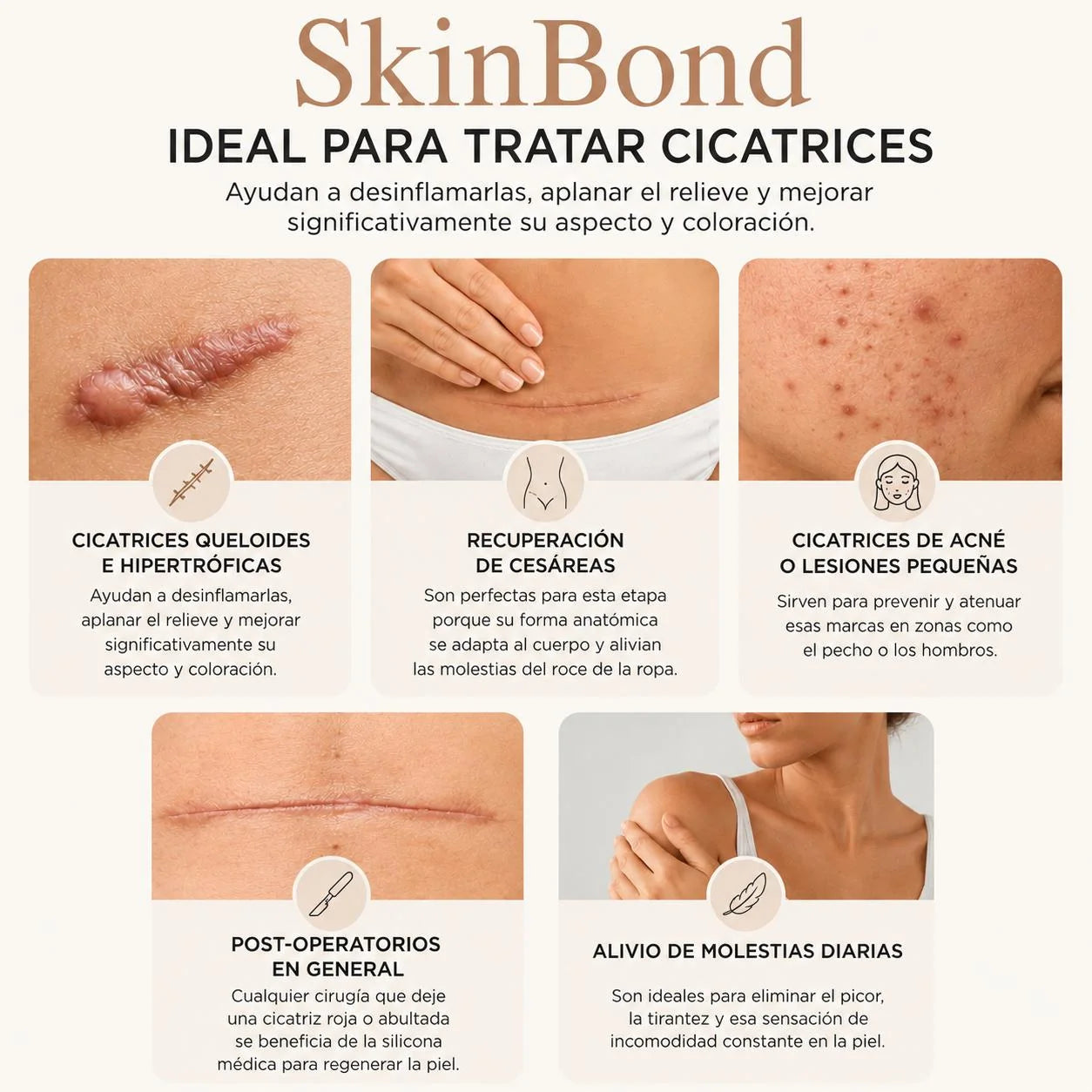 SkinBond – Láminas de silicona para cicatriz de cesárea
